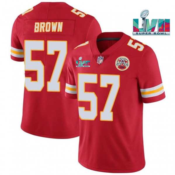 Men & Women & Youth Kansas City Chiefs #57 Orlando Brown Red Super Bowl LVII Patch Vapor Untouchable Limited Stitched Jersey->kansas city chiefs->NFL Jersey